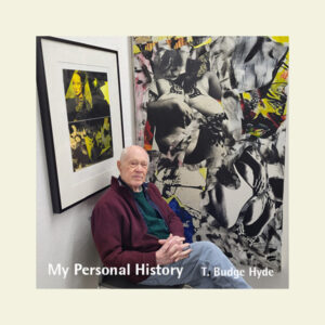 My Personal History by T. Budge Hyde front cover showing the author seated in front of his artwork